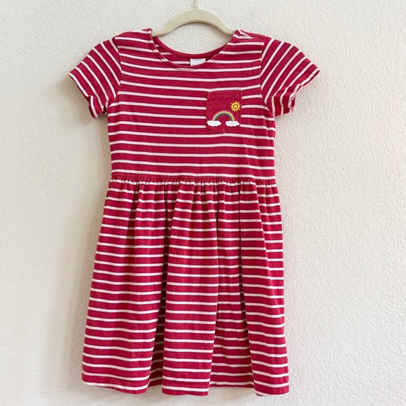 Hanna Andersson Other - Hanna Andersson Kids Red White Striped Rainbow Pocket Dress Size 130 US 8 Cotton